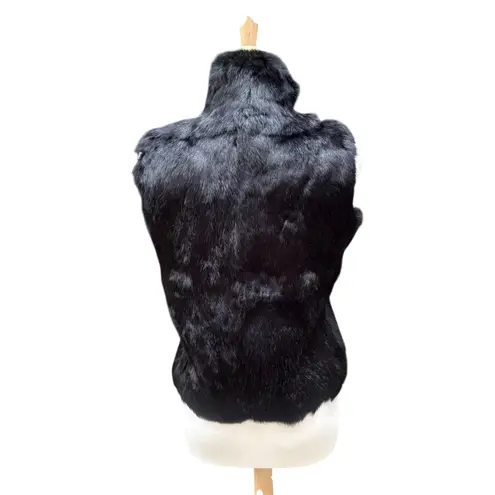 Karen Kane Natural Fur Vest Sz M Black Full Zip