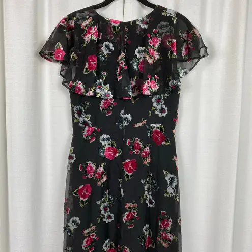 Modcloth  x Anna Sui Black&Pink Floral Velvet Burnout Maxi Dress Sz.4