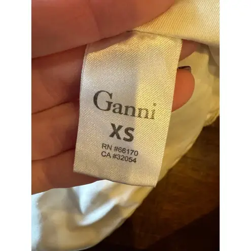 Ganni Shirt Women XS Ivory Lace Sleeveless Scoop Neck Peplum Top Boho