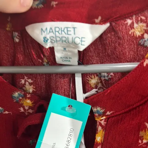 Market & Spruce NWT Red Sundress with Bishop Sleeves / C42