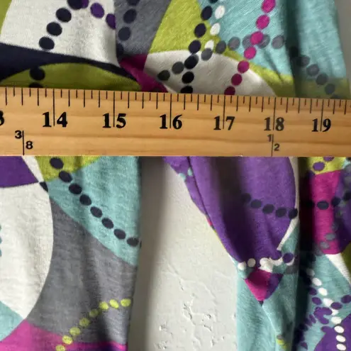 Salaam Dress Small Teal Purple Green Abstract Print 3/4 Sleeve Casual Boho Artsy