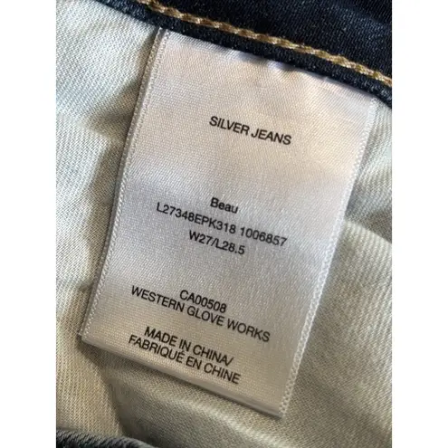 Silver Jeans Beau Straight Med Wash Mid Rise Size 27x28.5 Western Distress