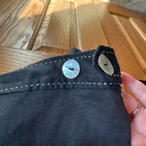 Irish Linen Richard Malcolm Jacket Blazer Black White Pearl Buttons Sz M medium