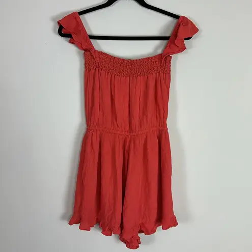 American Eagle NWT  Red Off-Shoulder‎ Button-Up Romper