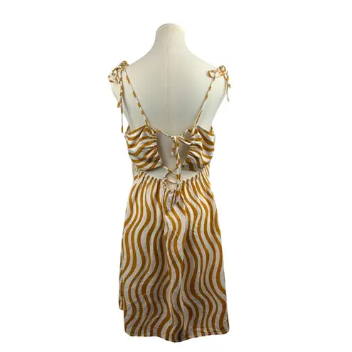 Womens Striped Sleeveless Midi Dress With Tie