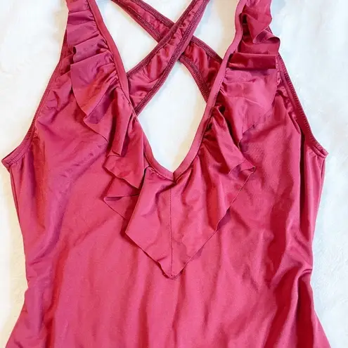 Zinke Deep Red Ruffled Marci One Piece Swimsuit