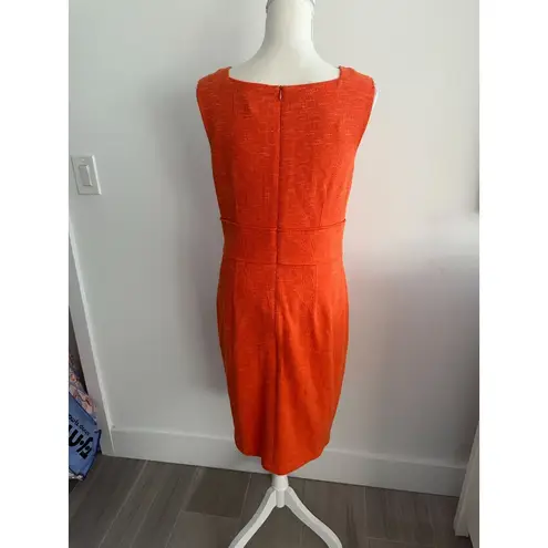 David Meister Orange Gold Button Detail Pencil Dress Size 10