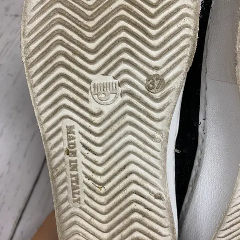 Chiara Ferragni Flirting Sequin Slip On Skate Sneaker Black Size 6.5