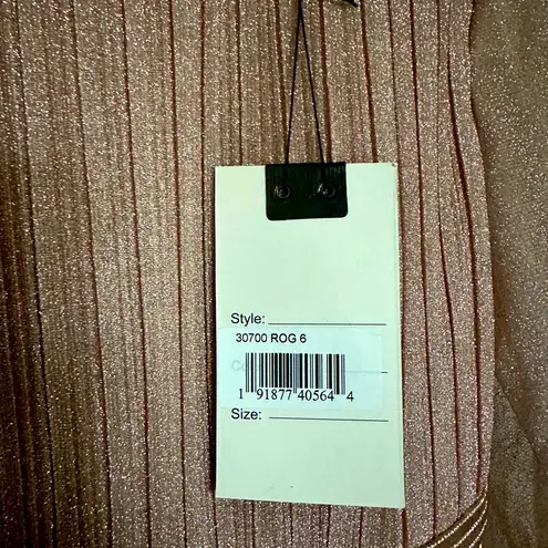 Mac Duggal Shimmering Pleated A-Line 3/4 Sleeve Rose Gold Ballgown NWT