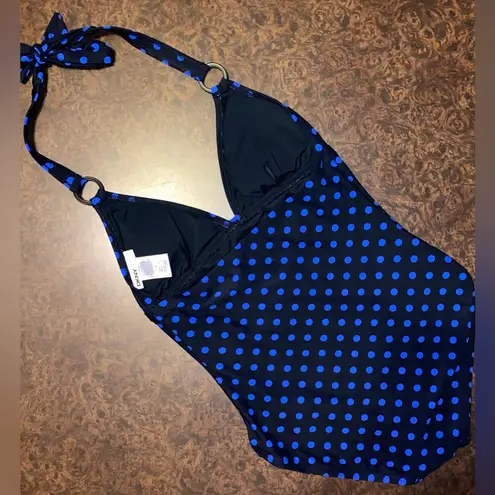 DKNY  black & blue polka dot swim - size 8