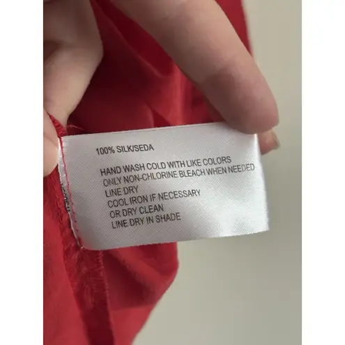 Oscar de la Renta Vintage Womens 6 Small SILK Blouse Red Y2K 2000s Preppy