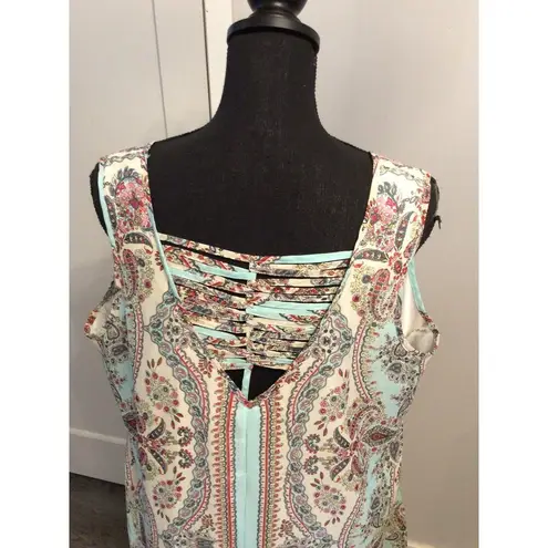 One World Plus size 1X Sleeveless Full Dress Criss Cross Back V Neck