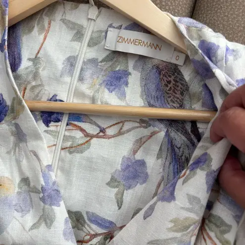 Zimmermann Cream and Purple Floral Long Sleeve Dress