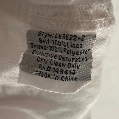 Johnny Was Stasha Linen Lace Embroidered Detail Pants Sz Large White