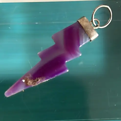 Collection 5 Carved Stone Pendants Fish Wolf Fish Sea Horse Lightening Bolt Purple