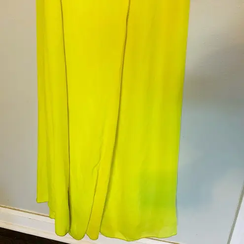 Jay Godfrey Neon Yellow Georgette Zipper Fully Lined High Slit Gown Dress Size 2