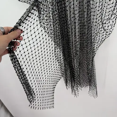 Unbranded Rhinestone Black Shawl Top Overlay Mesh Sheer Glamour OSFM Size undefined