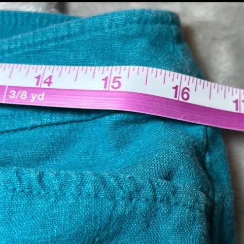 Pendleton Linen Blend Wide Leg Pants Womens 10 Teal Blue Lightweight Boho Casual