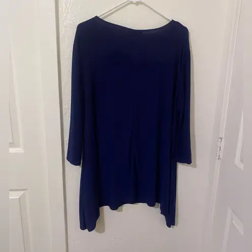 American City Wear Women’s 3/4 sleeve Blouse Top Shirt 3X Color Blue Round Neck