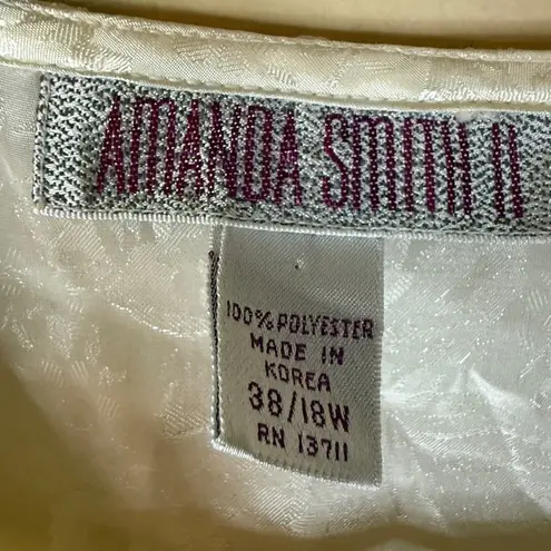 Amanda Smith Vintage Ivory Floral Lace Blouse Womens Size 18W 38 Long Sleeve