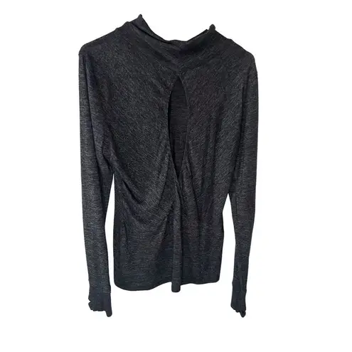 Apana Women's M Gray Turtleneck Split Back Long Sleeve Top