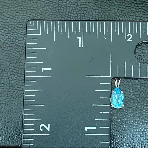 Sterling Silver Vintage Blue Topaz CZ Cubic Zirconia Teardrop Pendant 0.7g