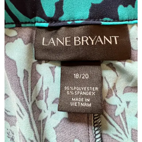 Lane Bryant  Pants Womens Size 18 Blue Floral Wide Leg High Rise Pull On Pockets