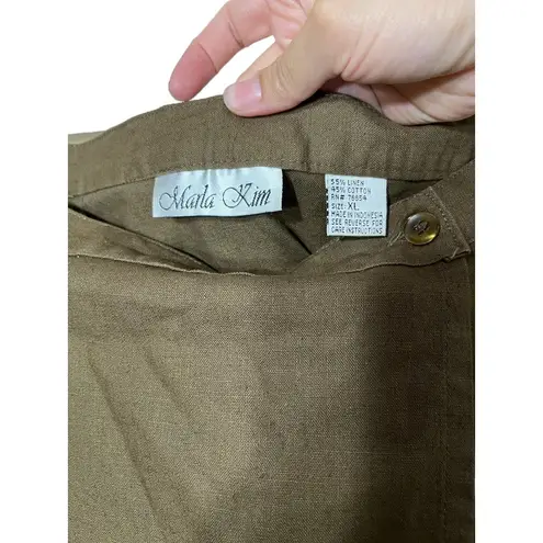 Marla Kim Skirt Womens Size XL Olive Green Wrap Maxi Embroidered Vintage Boho