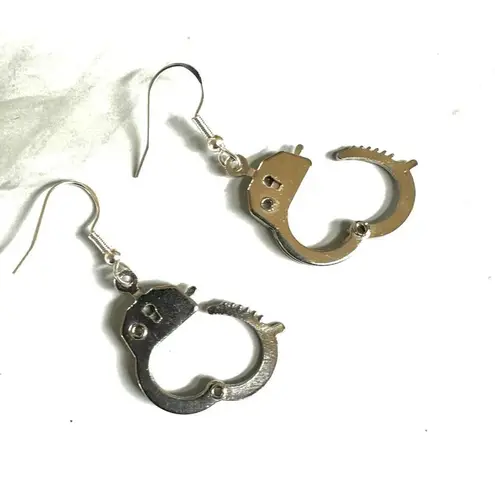 Silver tone Handcuff Dangle Earrings