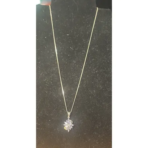 Tanzanite Cluster Flower Star Gemstone Sterling 925 Silver Necklace