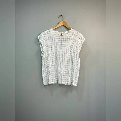Treasure & Bond White Checkered S/S Blouse Size M EUC