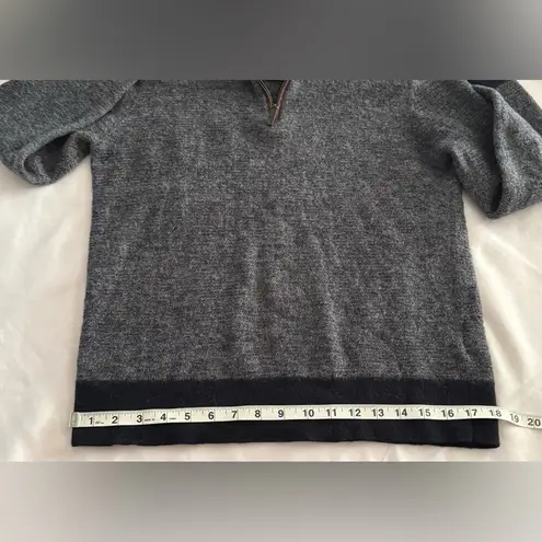 Untuckit Wool Sweater 1/4 Zip 100% Extra Fine Merino Womens XL Navy Fall Blue