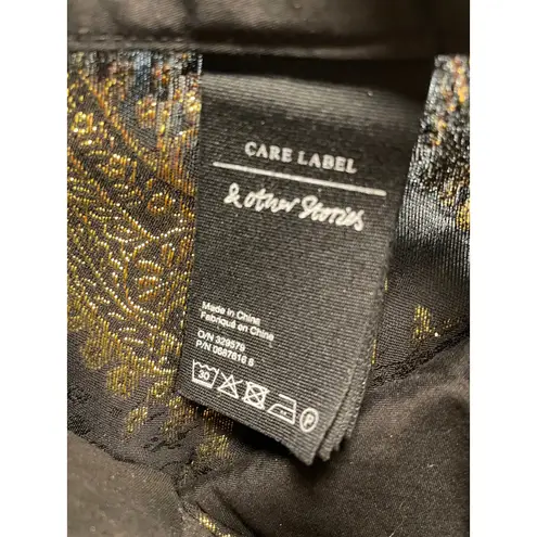 2 Other Stories Black Gold Paisley Jacquard Wide Leg Pants EU 38 US 6