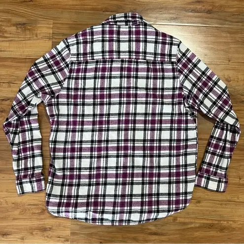 Lincoln Outfitters Shirt Women Size Large Black White Purple Flannel Button Up