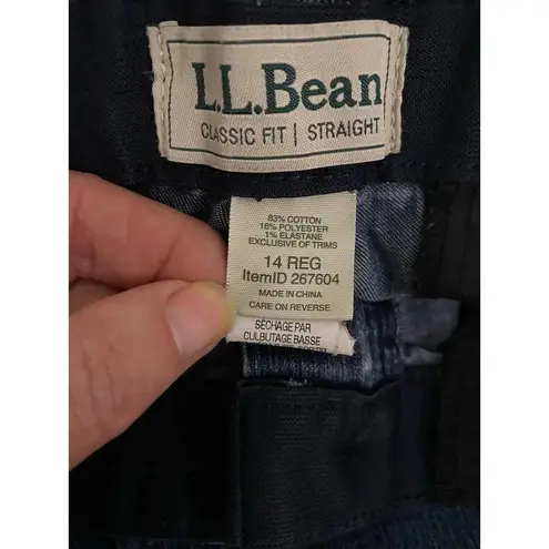 L.L.Bean  Jeans 14 Dark Wash Blue High Waist Straight Leg Cotton Blend Stretch