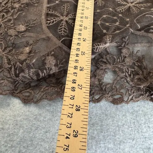 Vitrin Design Lace Vest Womens Large Brown Whimsical Floral Fall Hippie Boho