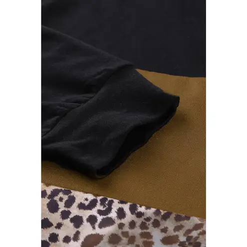 LEOPARD PRINT QUARTER ZIP PULLOVER POCKETED HOODIE SIZE XL (16