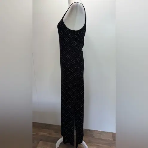 Marian & Maral Slinky Black & Metallic Silver Full Length Formal Maxi Dress Size M