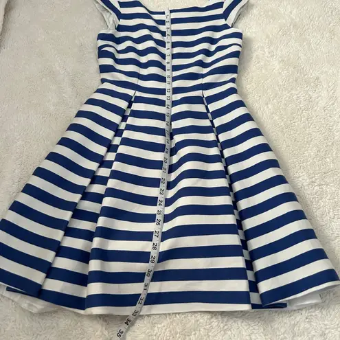 Kate Spade Dress Sz 6 Blue Hyacinth Stripe Cap Sleeve Mariella Costal Luxury