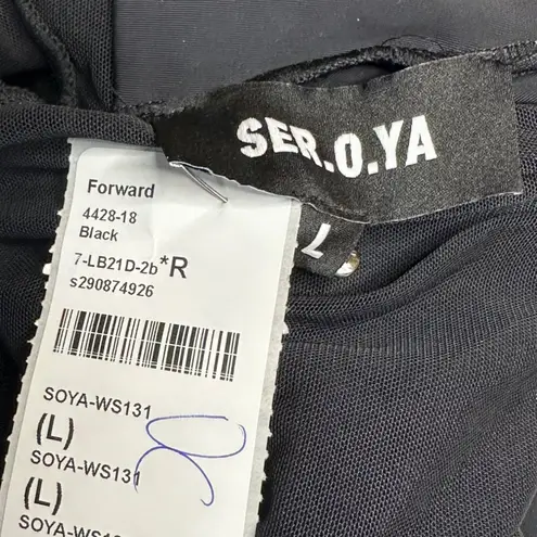 SER.O.YA Brandi Bodysuit in Black Large New Womens Long Sleeve Mesh Top