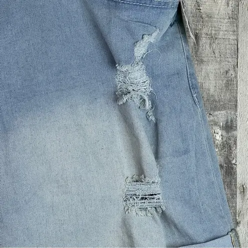 Dollhouse Size 24W Distressed With Holes Rolled Cuff Hem Light Wash Deni…