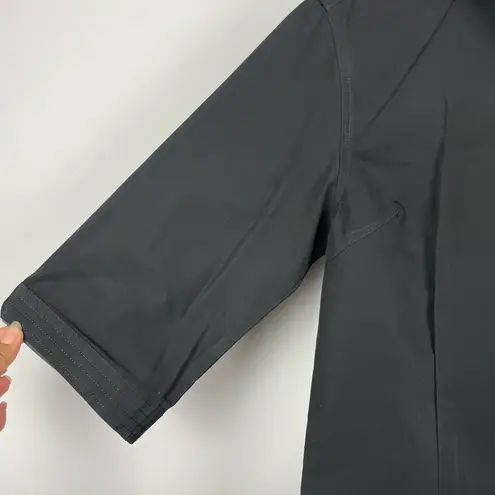 Oobe Black Button Up Collared 3/4 Sleeve Professional Blouse Top