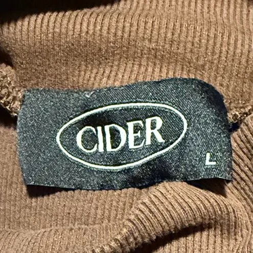 Cider  Brown Ribbed Mock Neck Long Sleeve Bodysuit‎ Women's Large