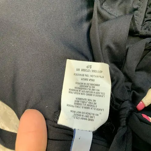 Isabella Rose NWOT 1 Pc Swimsuit Keyhole Front Rainbow Smocking Sz Small Black