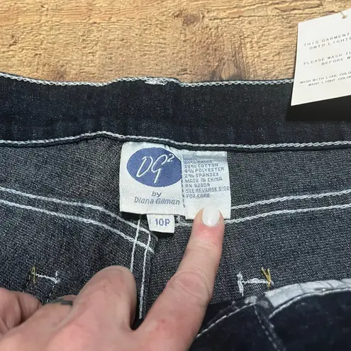 Diane Gilman DG2 | NEW Dark Wash White Stitch Stretch Straight Leg Jeans Sz 10 P
