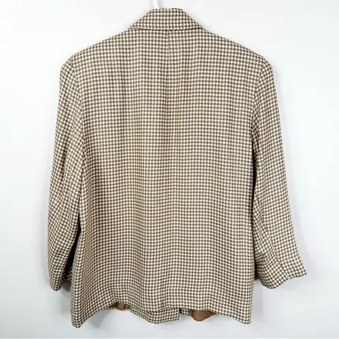 Vintage Gianni Sport Blazer Jacket Womens 12 Houndstooth Tan Neutral Equestrian