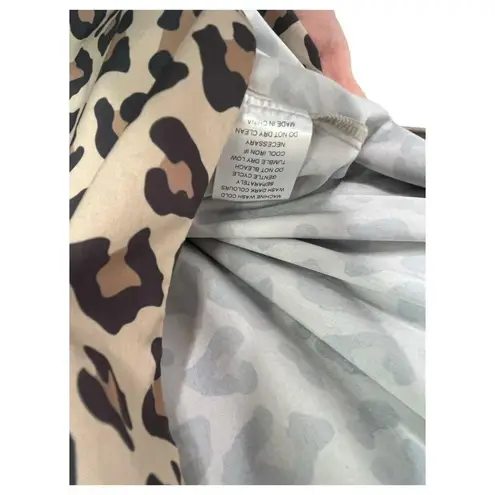 Duck Treads Dress Womens Large Brown Leopard Short Sleeve Lightweight Blouson