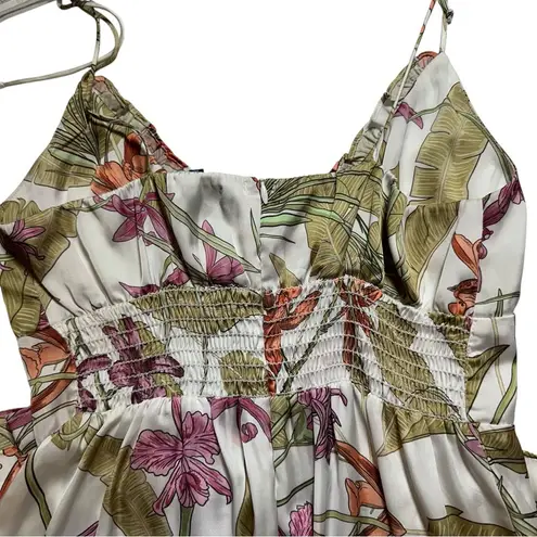 Shore Tropical Floral Above The Knee Mini Dress size medium White foliage