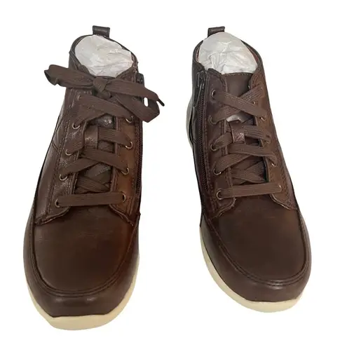 Vionic Shawna Brown Leather High Top Sneaker Bootie Size 5 NEW $150