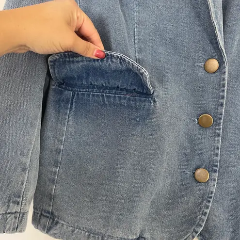 Anthropologie Dolan Left Coast Denim Boyfriend Blazer Jacket Women's Small Blue